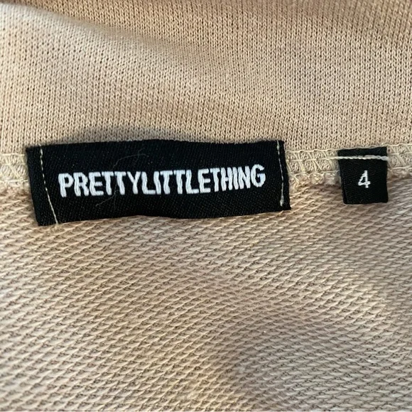 EUC PrettyLittleThing Women Stone Polo Collar Sweatshirt Mini Dress Size US 1 - Picture 11 of 12